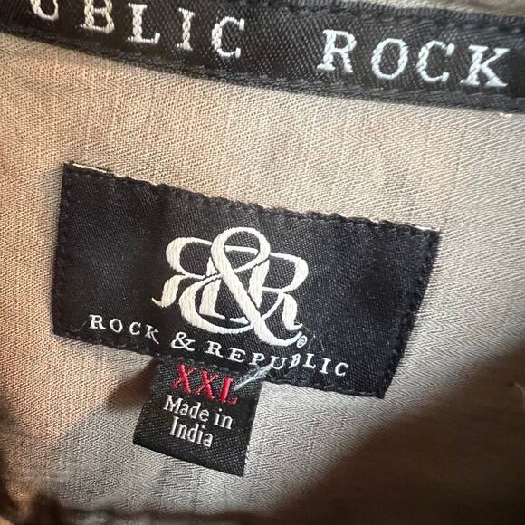 Rock & Republic short sleeve button down shirt, mens size XXL - Picture 3 of 10